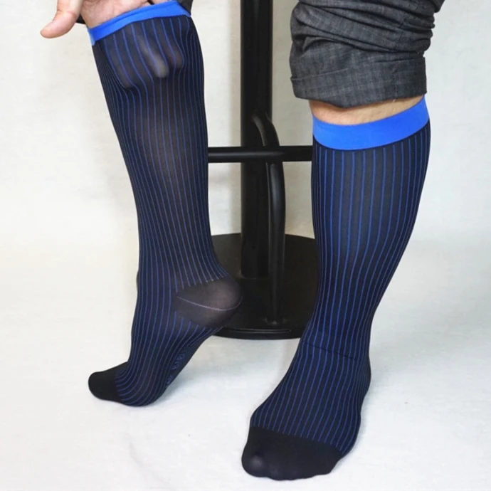 Men Long Business Silk Socks Striped Male Nylon Stockings - Buy Men ...