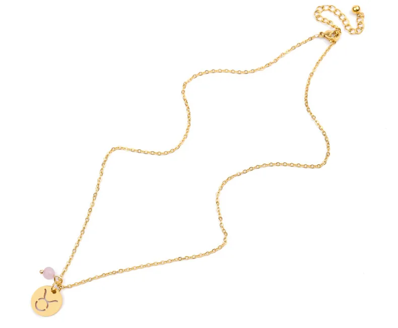 zodiac necklace gold rectangle