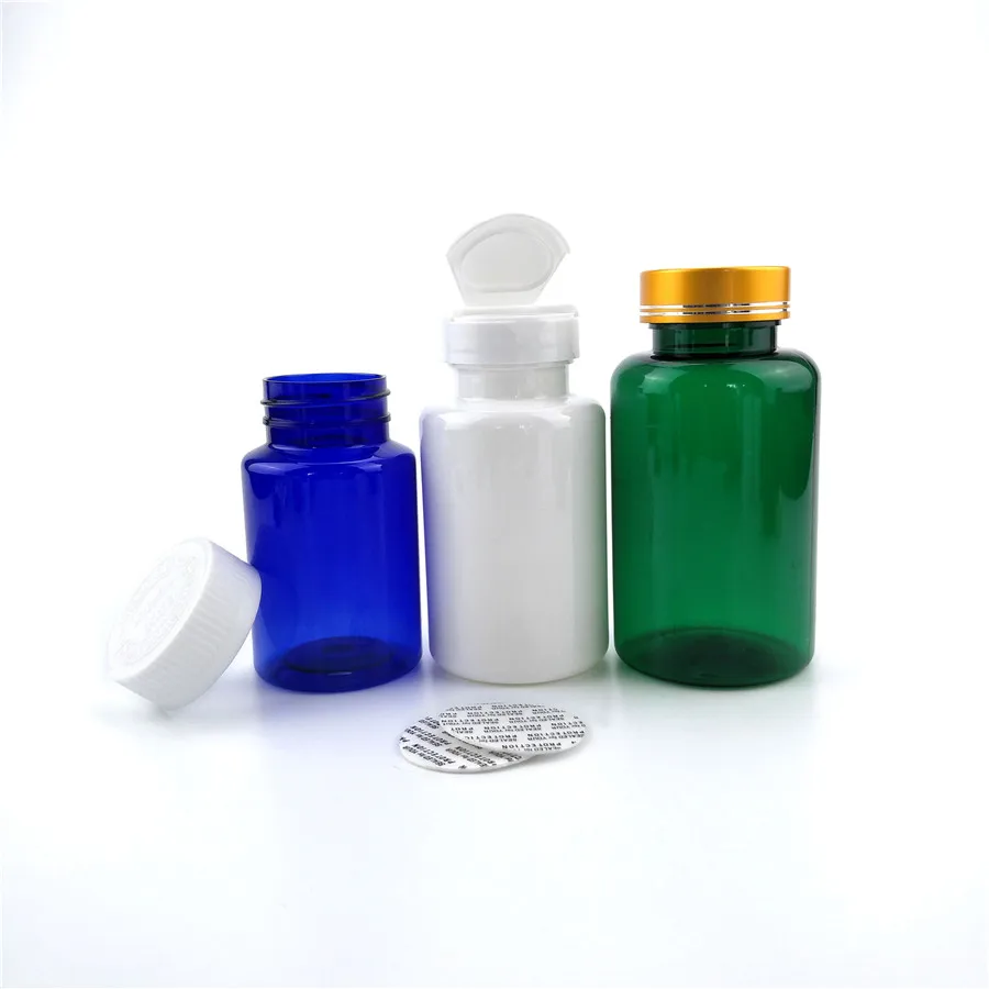 Pill Plastic Bottles 100ml 120ml 150ml White Blue Medical Pill