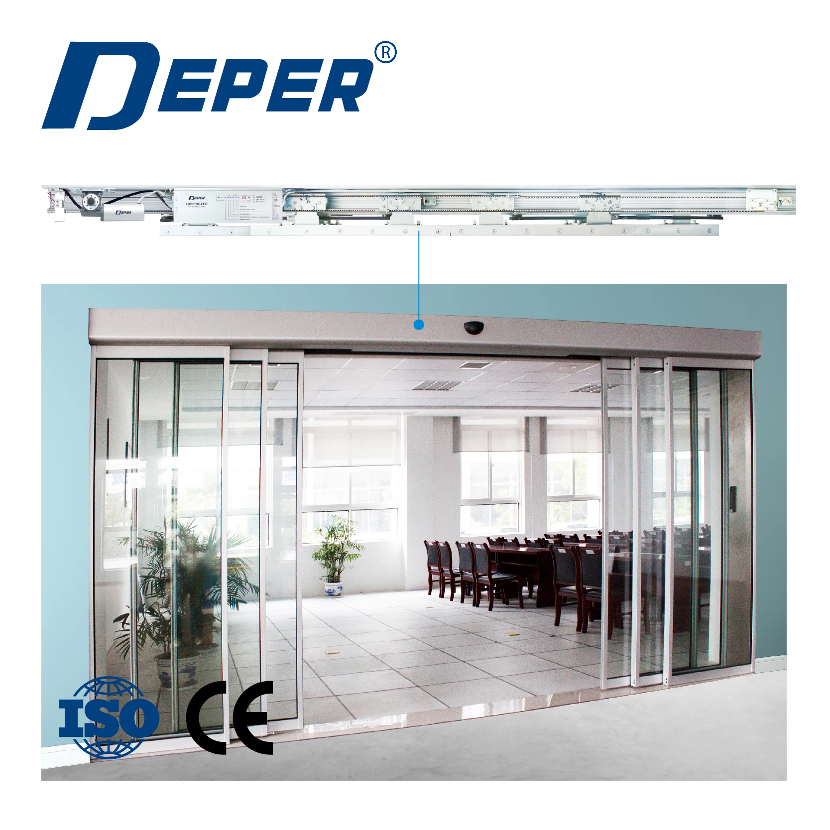 Коммерческая автоматическая телескопическая раздвижная дверь DBS50