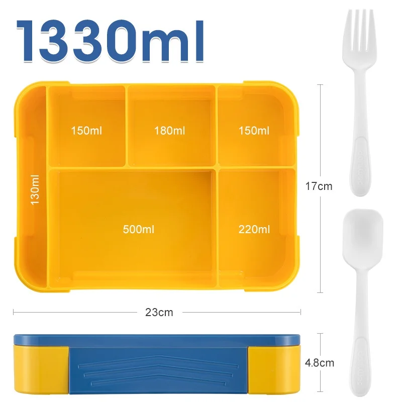 Quality BPA-Free Plastic Kids Bento Box Microwaveable Leak-Proof Lunch Box with 6 Compartments for School Office factory