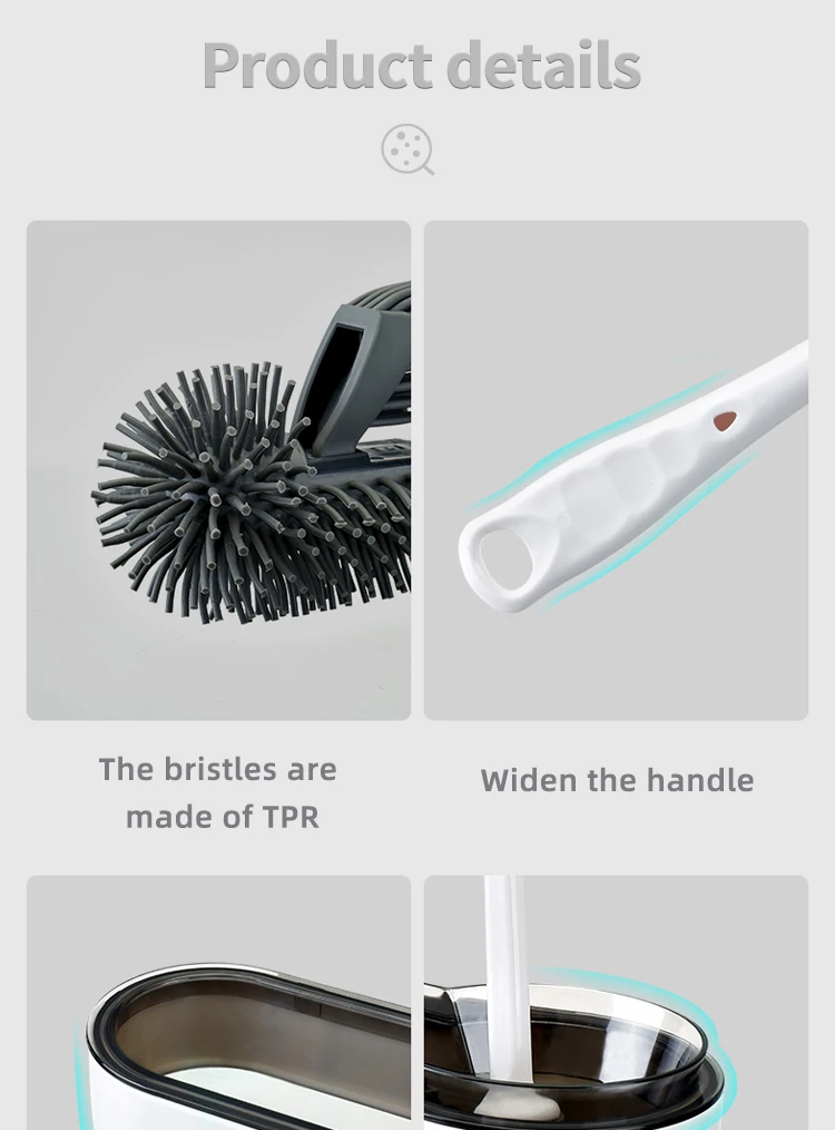 Non-perforated detachable wall toilet brush holder household cleaning set Storage Rack Shelf Holder Wall Mount