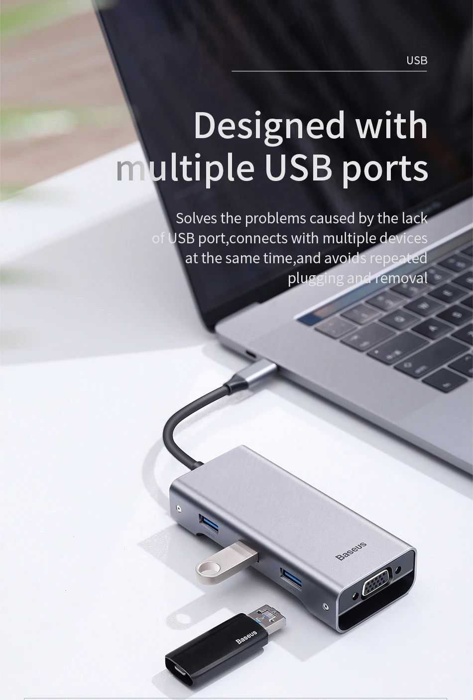 Baseus Square Desk Type-C Multi-functional usb c hub for MacBook