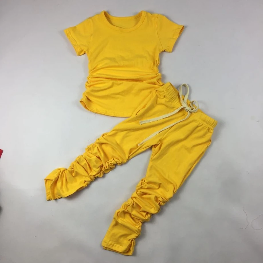 Rts Multi Colors Kids Stacked Pants Baby Girls Sets Two Pieces