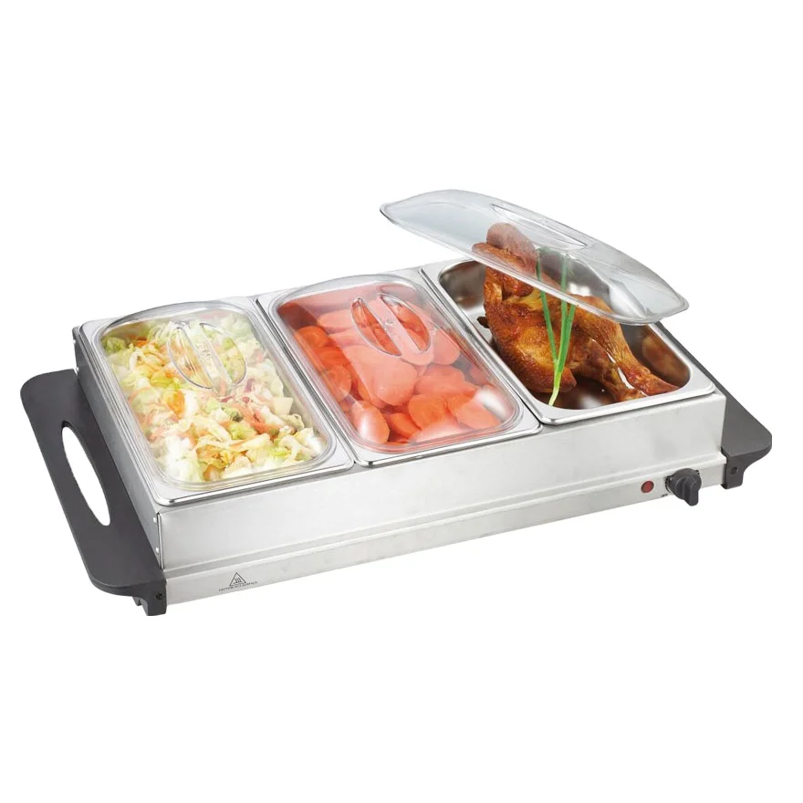 Atc-bs638 Electric Stainless Steel Food Warmer Container With 3x2.5qt ...