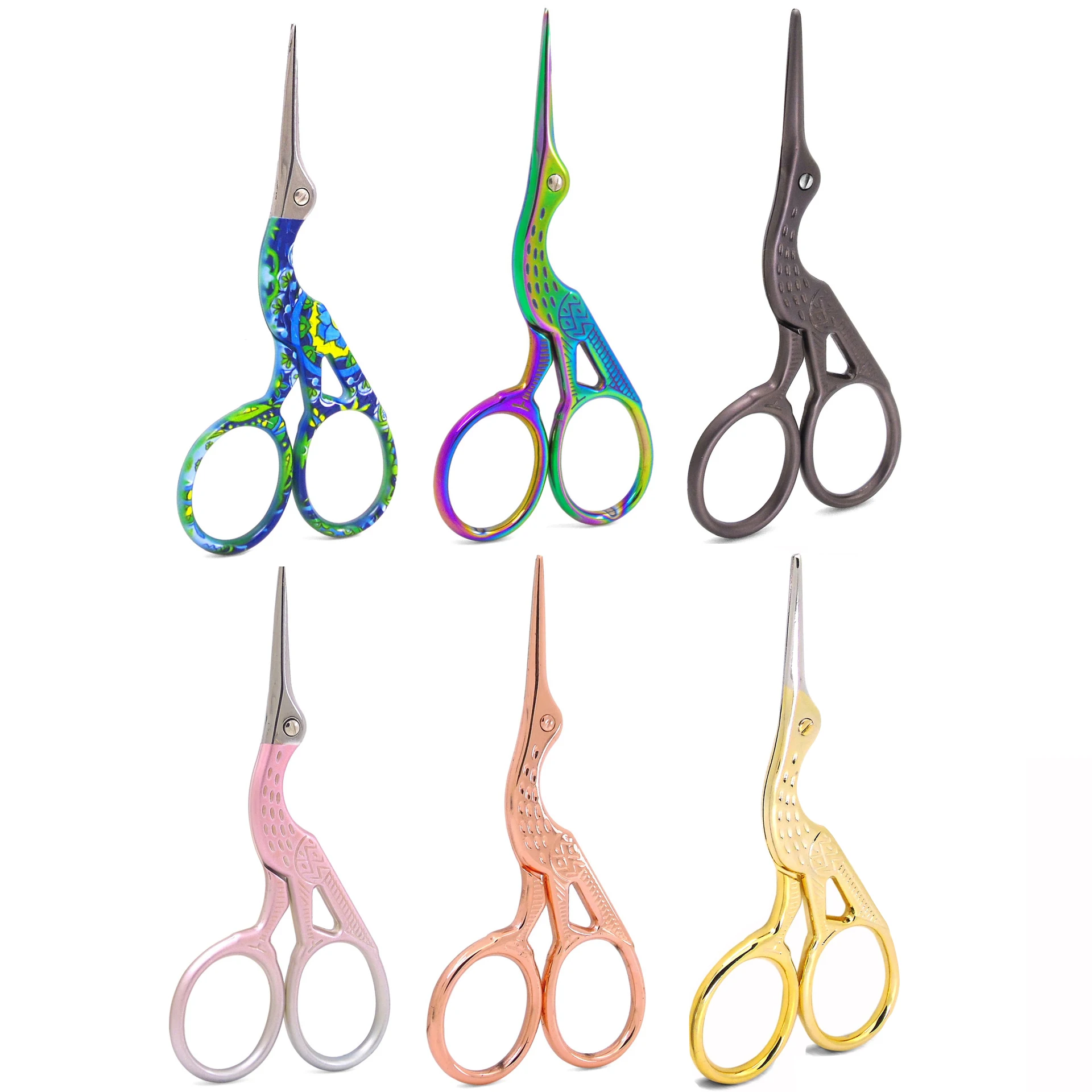 
Wholesale Rose Gold/Rainbow Stainless Steel Beauty Trimming Curved Eyebrow Scissors 