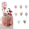 1 piece 5 inch multicolored sequin balloon ribbon happy birthday wedding party cake topper