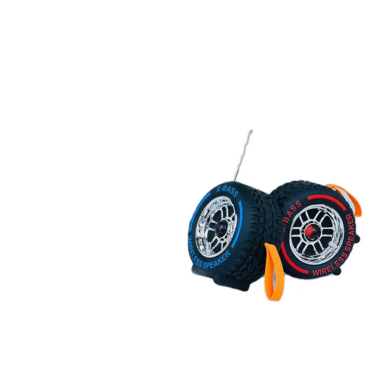 Classic radio-style portable speaker featuring large textured mechanical volume dial
