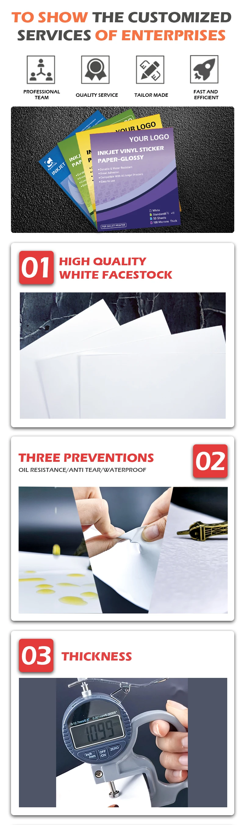 Printable Waterproof A4 Sheet Glossy Vinyl Sticker Paper For Inkjet ...