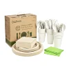 172 Pieces Compostable Eco Party Set Serves 20 Guests Eco-Friendly Tableware Set Biodegradable Disposable Dinnerware Set