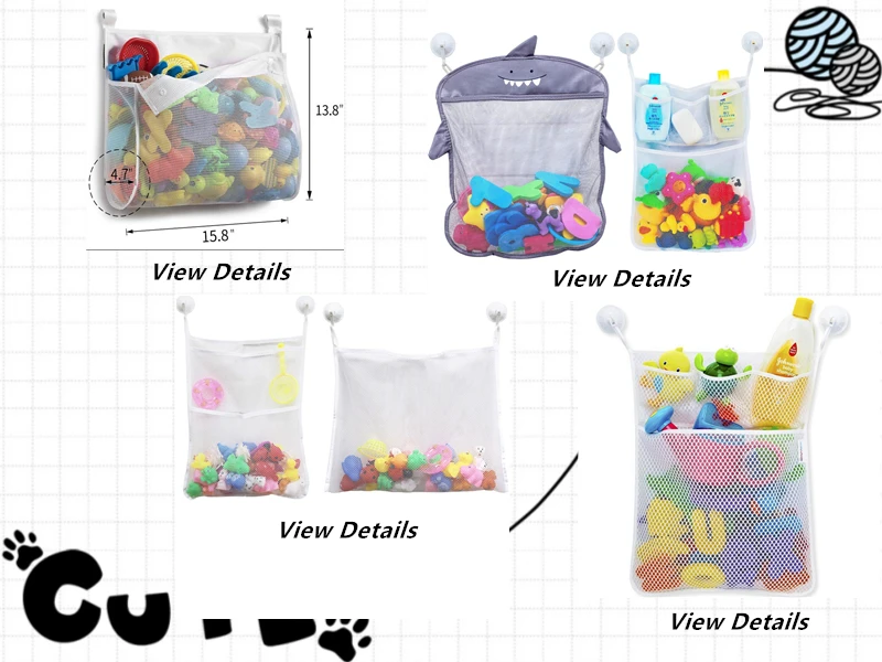 Large Size Quick Dry Bathtub Toy Holder Cute Baby Hanging Mesh Net
