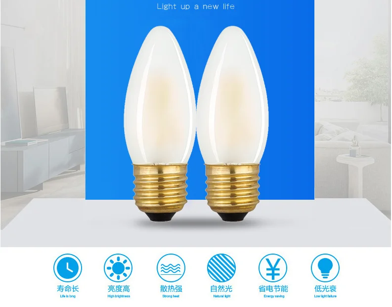 C35 Energy-saving E14 E27 4W home dimmable led candle light bulbs for hotel table lamp