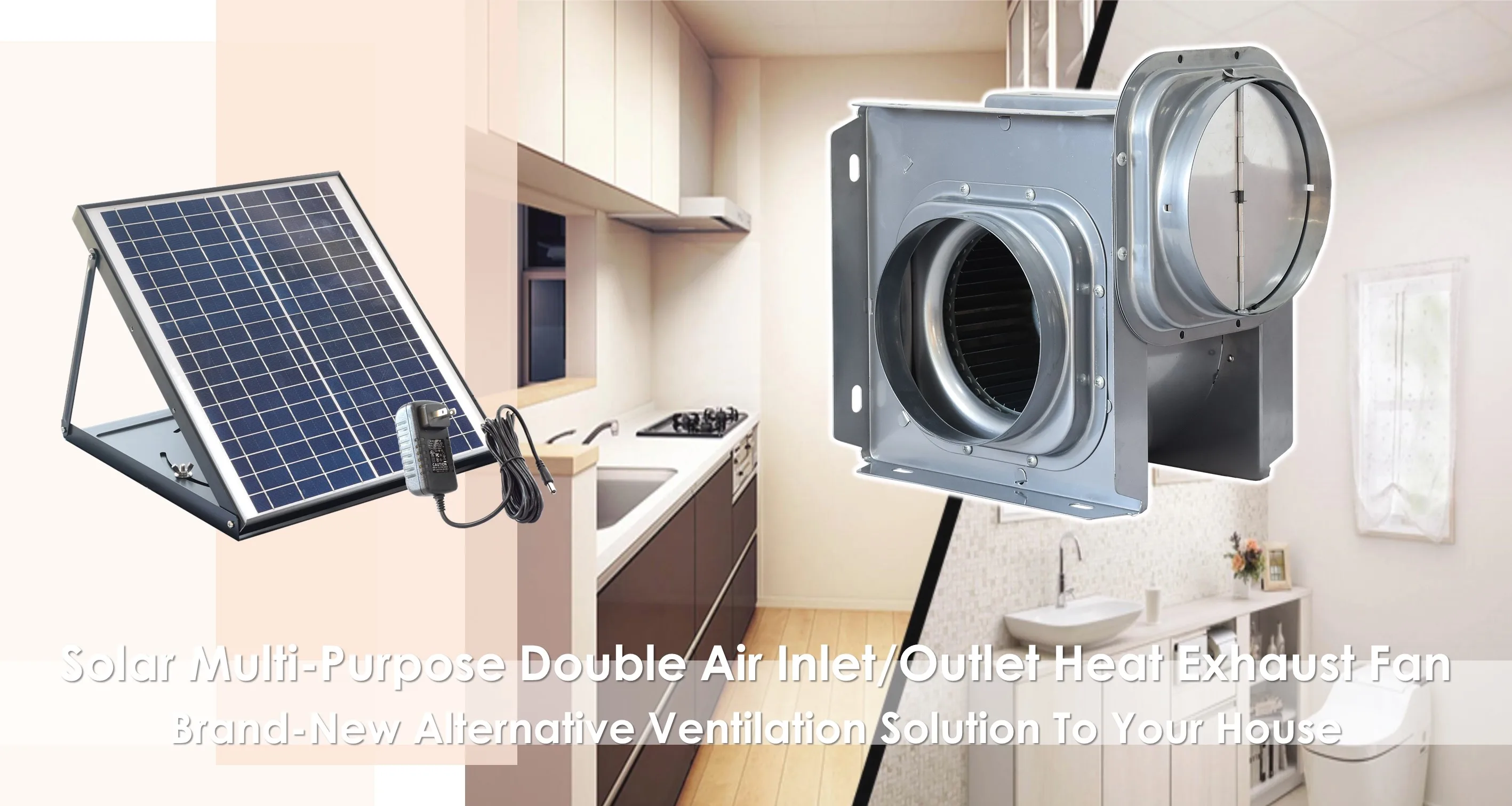 Sunny Double Inlets Air Blower Solar Power Ceiling Ventilation Exhaust