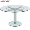 Dining room furniture swivel round glass top dining table with lifting center