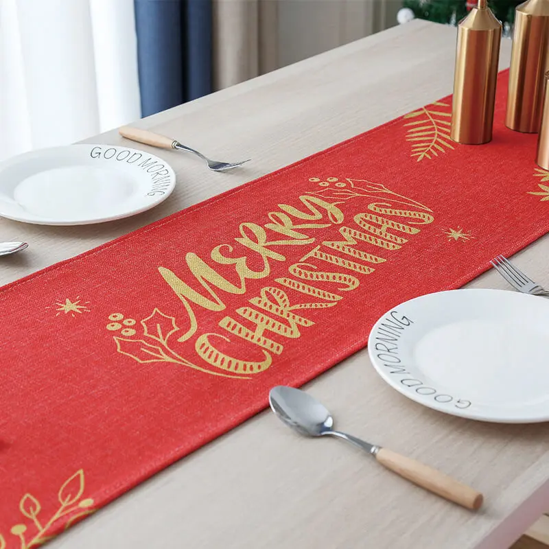 Ihome New Year Decoration Gold Words Polyester Red Christmas Table