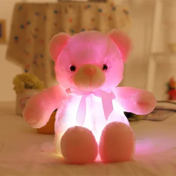 
Free Sample 50cm Creative Colorful oso de peluche con luces Light up Bear Plush Stuffed Animals LED Teddy Bear 