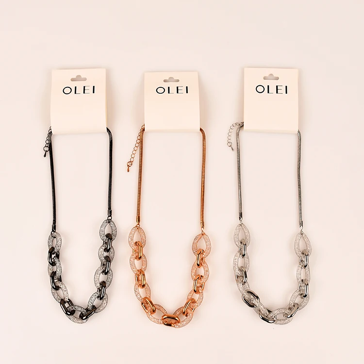 
diamond filled for Women Fashion lady necklace Trend Custom Made Gift Gold Silver Black Plated Chain metal necklace 