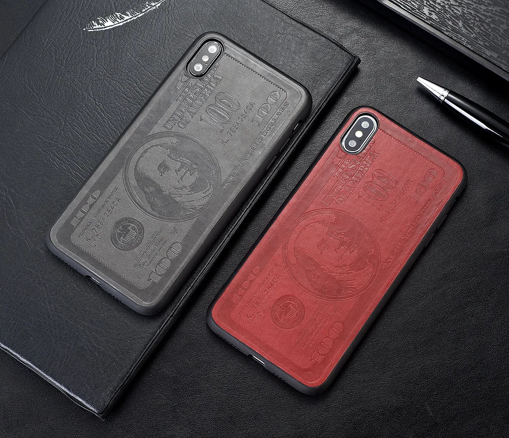 custom logo Leather lines US dollar pressure flower tide brand protective mobile phone case For iPhone