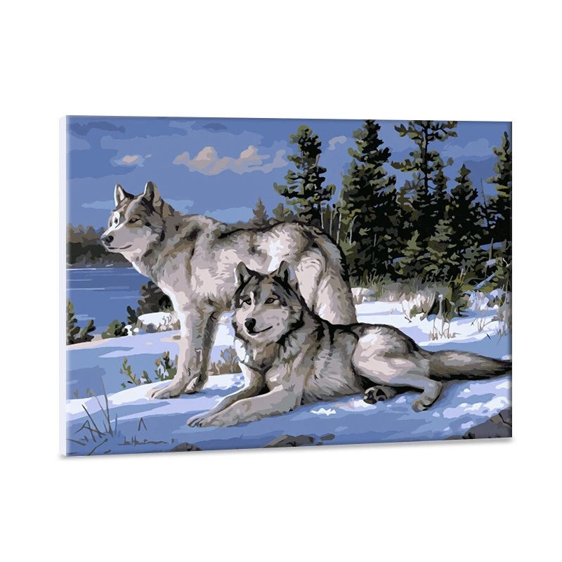 
Snow Wolf diy painting by numbers 40*50hand-painted the living room decorative animal painting 