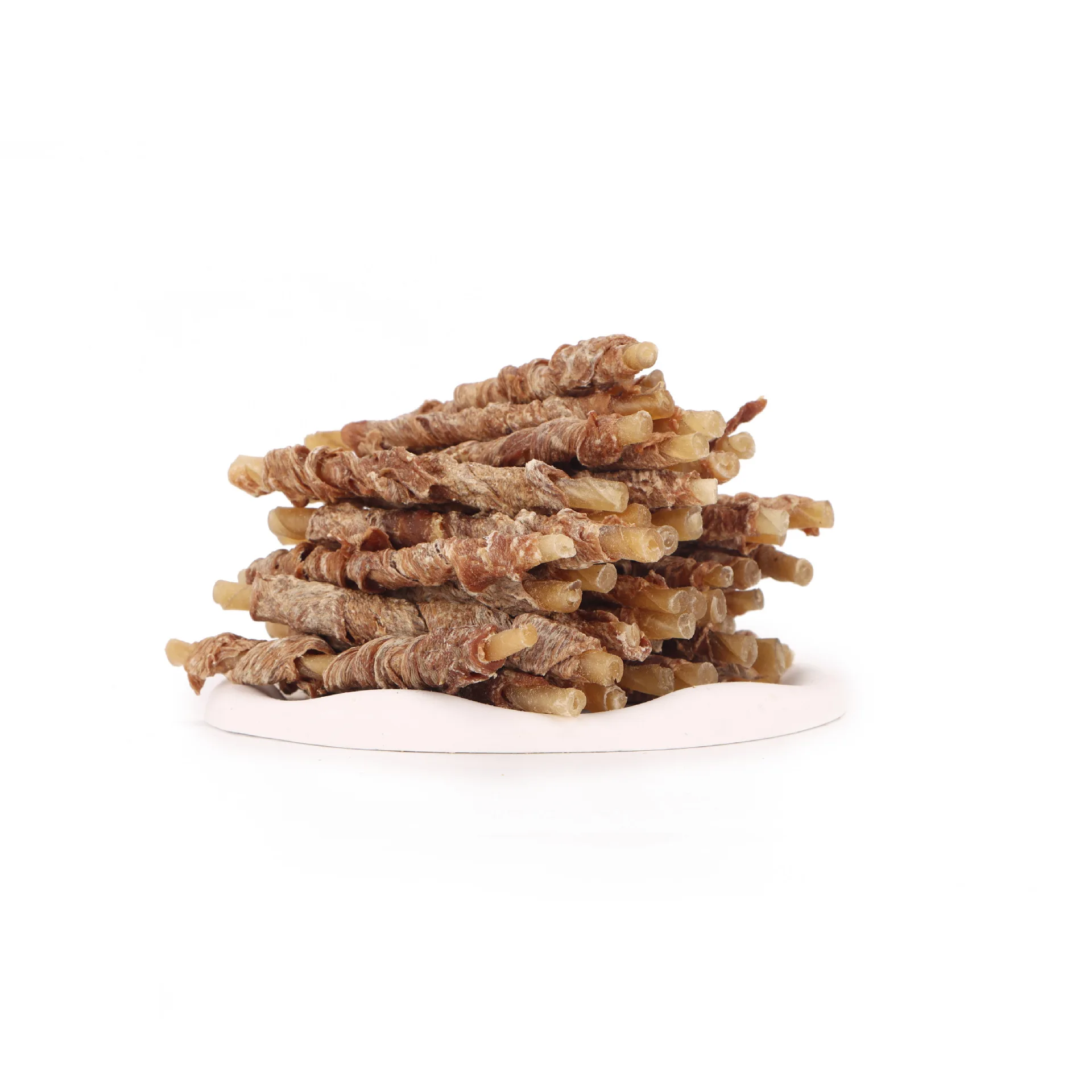 Duck Meat Natural Color Cowhide Roll Pet Molars Gnawing Tooth Cleaning Snacks Dog Food factory