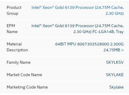 75mb 14nm 135w fclga3647 (function like gold 6140)