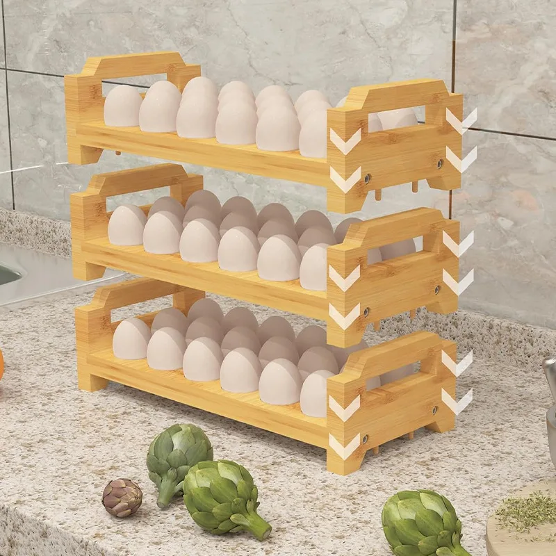 Egg Display Rack Bamboo Egg Display Rack Can Be Stacked Multi-layer Household Kitchen ...