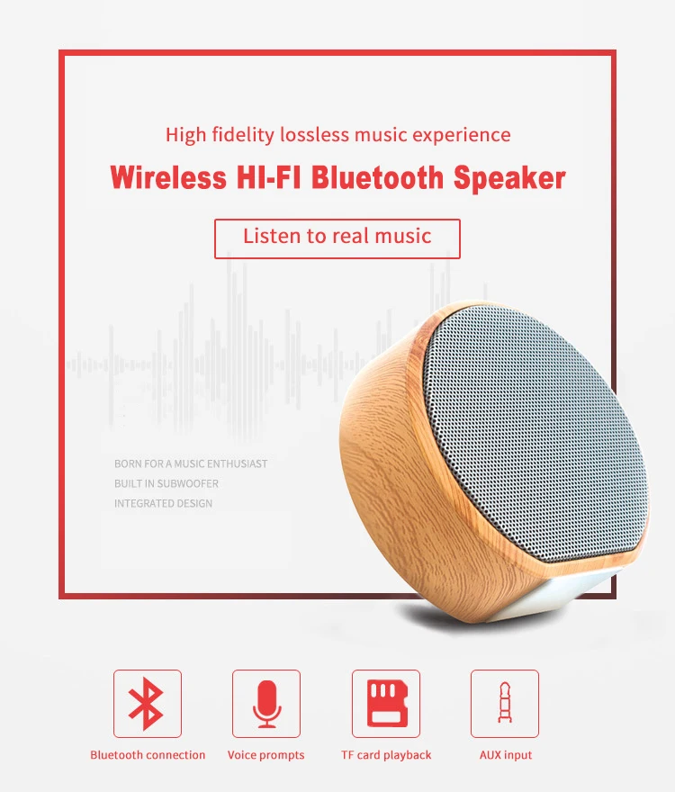Mini Portable Outdoor Wooden Wireless Bluetooth Speaker Bamboo Hands Free Portable Blue Speaker - ANKUX.COM