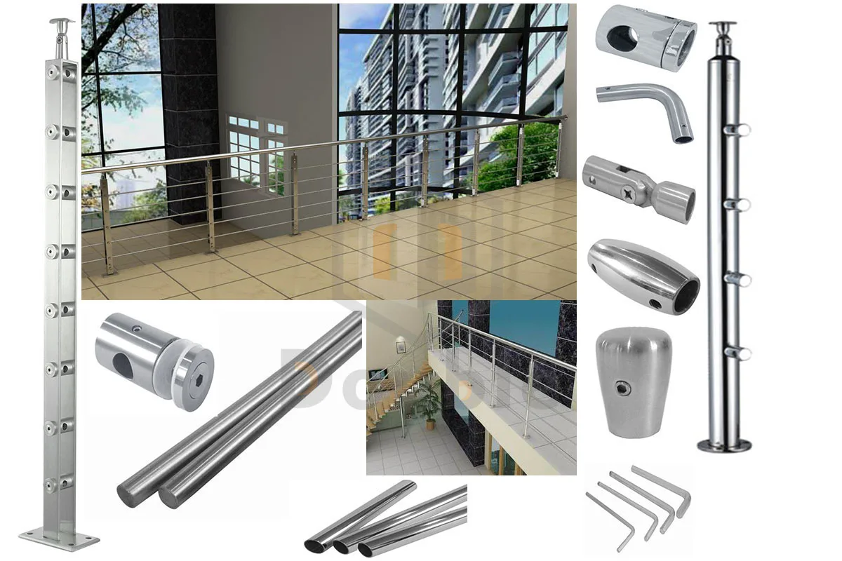 Rustproof  stainless steel curved horizontal rod bar railing for staircases and balconies supplier