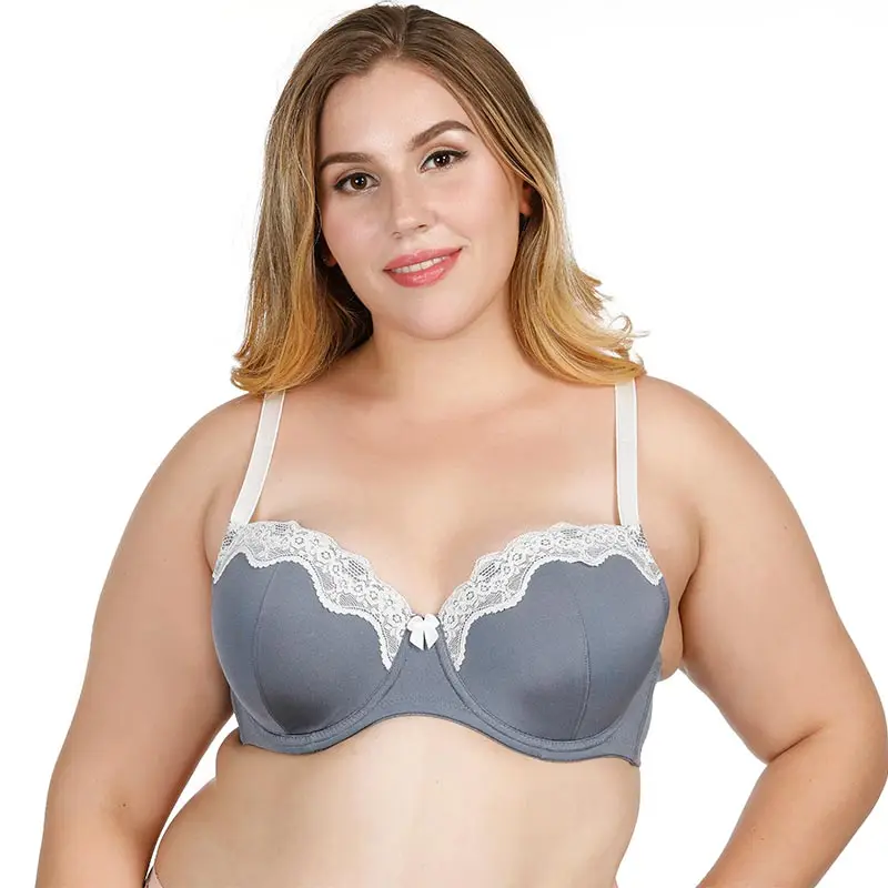 Thin Style Seamless Underwire Adjustable Big Cup Bras Lace Plus Size