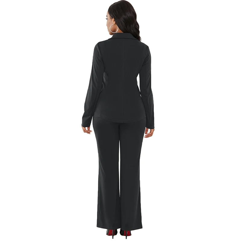 Women's Clothing Suit Long Sleeve Black 2 Piece Pants And Blazer Set ...