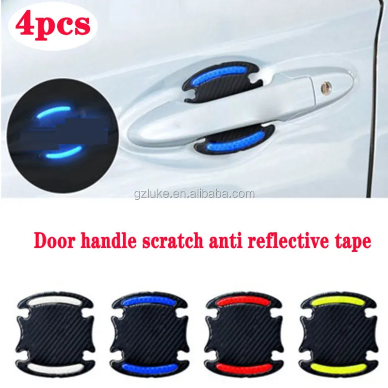 LANZMYAN Car Door Handle Scratch Protector Film Pad Universal Door Handle Reflective Strips Sticker 8PCS Green 