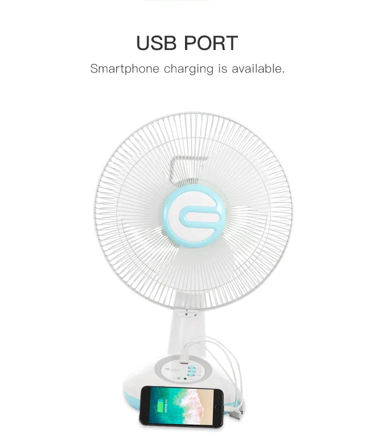 12 Inch Rechargeable Desk Table Fan With Led Light Table Fan With Usb