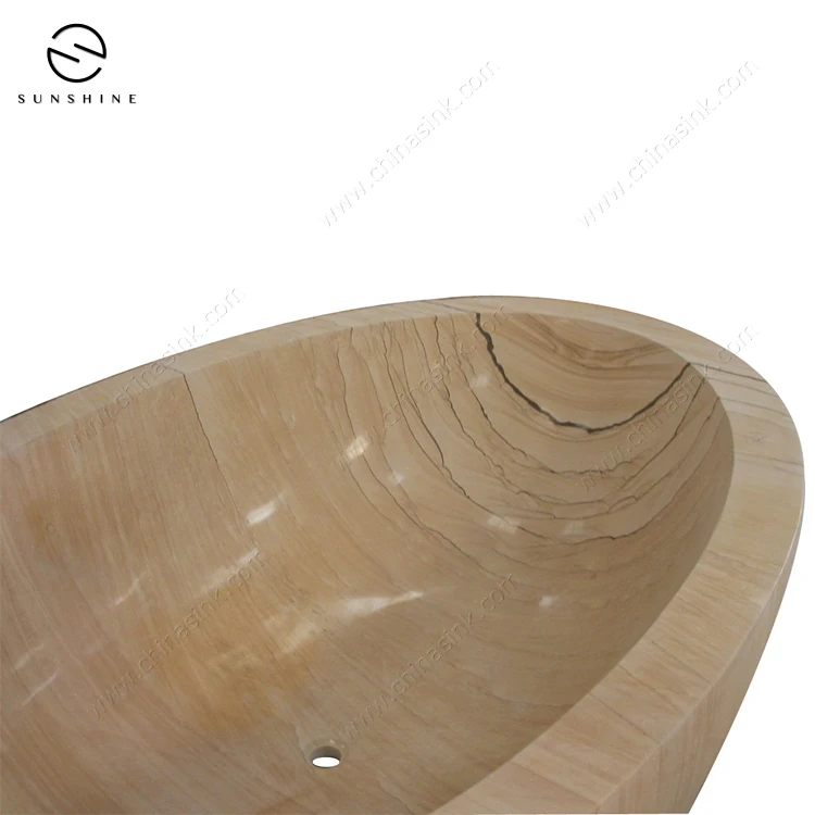 Custom Natural Stone Sandstone Freestanding Soaking Bathtub