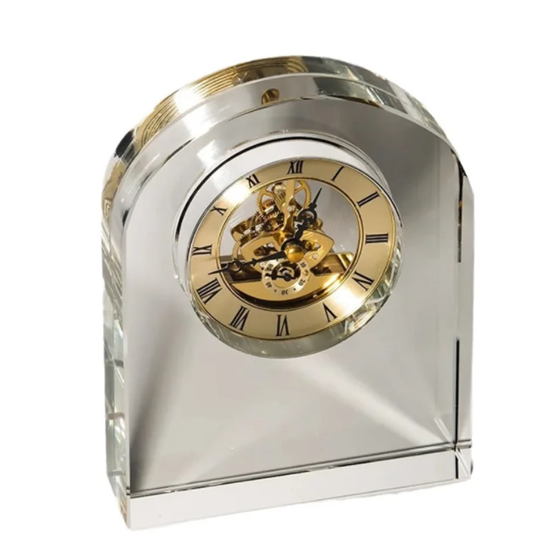 product jy crystal crafts customized model glass 3d building model clock for company anniversary gifts with gift box-1