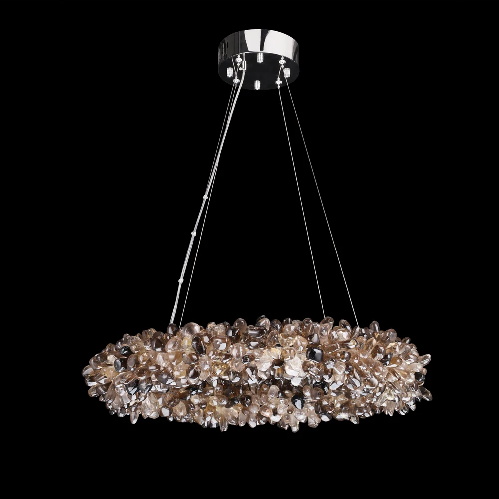 Indoor Modern home natural crystal chandelier lighting crystals pendant chandelier