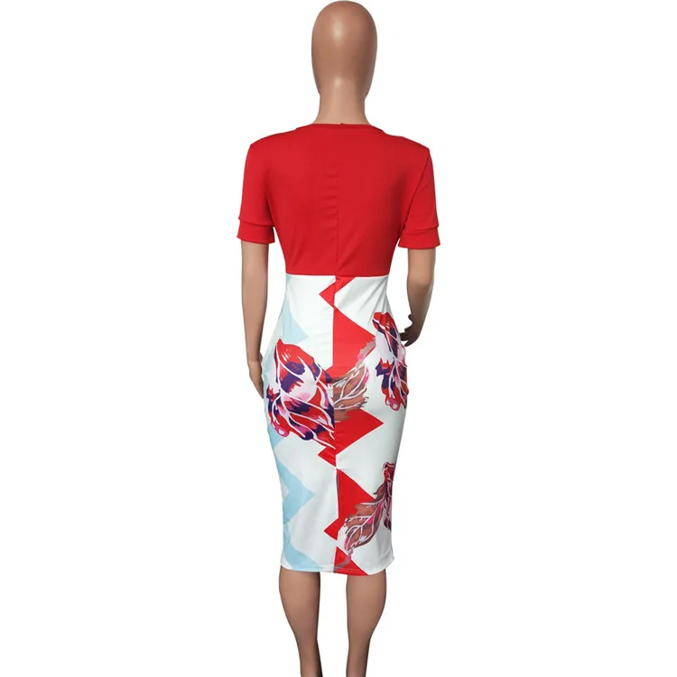 Gk9101 Bow Tie Decoration Patchwork Print Short Sleeve Sexy Women Formal  Office Pencil Dress Women Lady Elegant Casual - Buy Women Formal Office  Pencil Dress Women Lady Elegant Casual,Bow Tie Decoration Patchwork