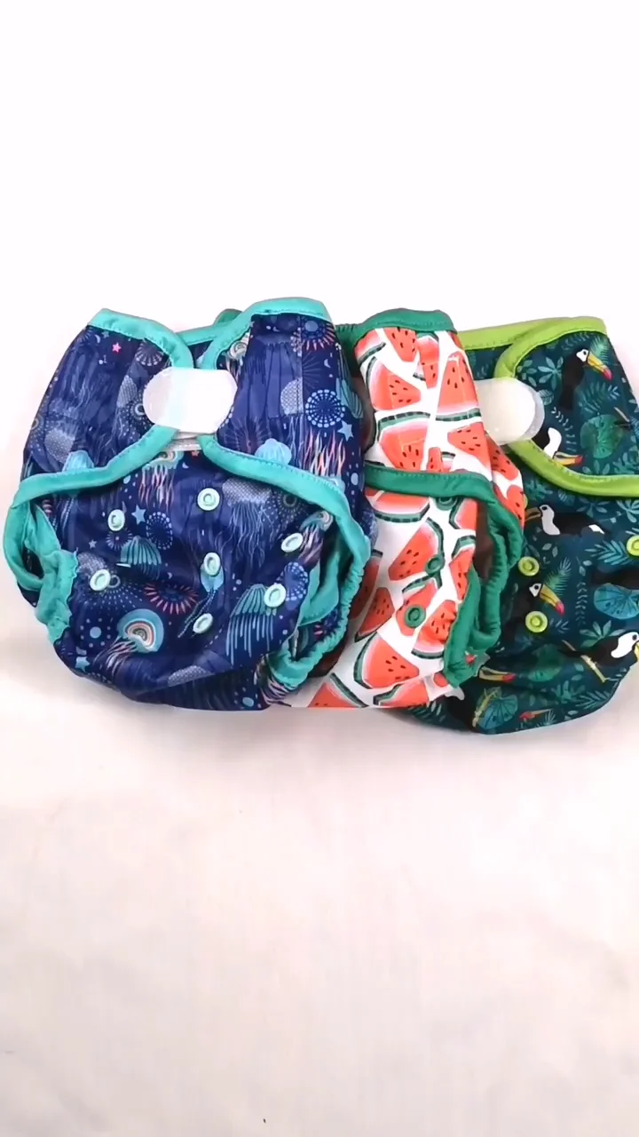 One Size Double Gussets Hook And Loop Diaper Cover For Cloth Nappies