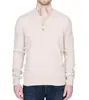 Classical Fashion Button Mock Neck Polo Type Collar Jumper Business Work Casual Knitwear Cashmere Wool Pullover Sweater Men