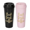 Black Mug Golden Print But First Coffee Cups Plastic Double Wall Travel Oem Coffee Cups
