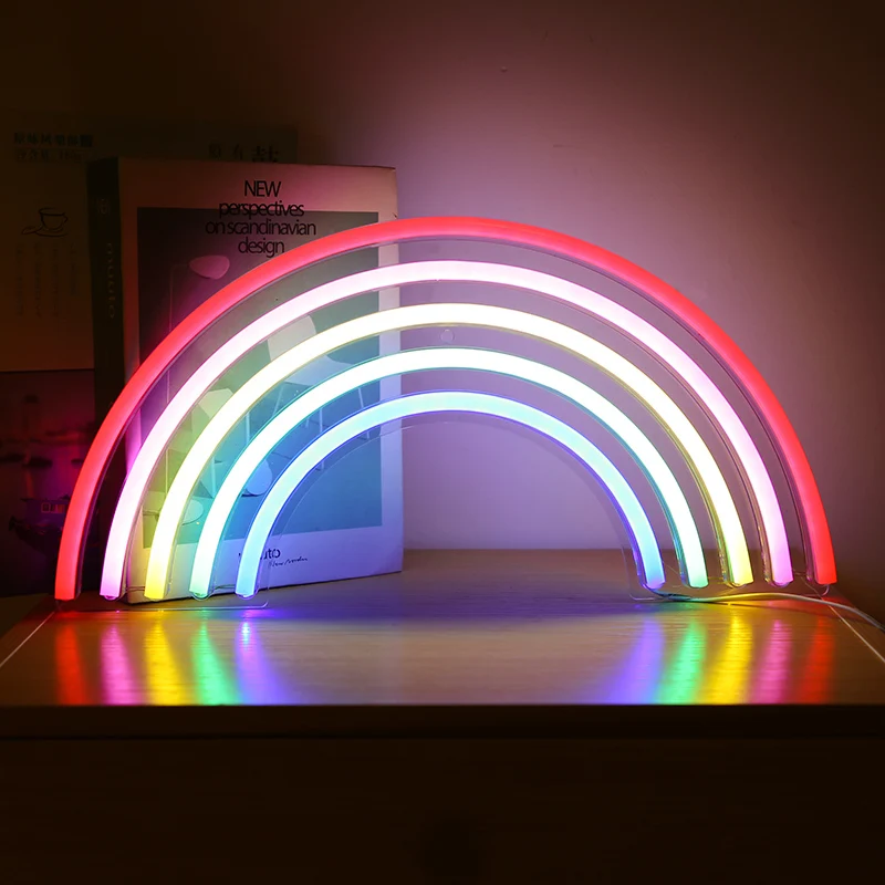 2020 indoor Hanging Custom led advertising neon sign customized led rainbow shaped night light  for baby room kids night light