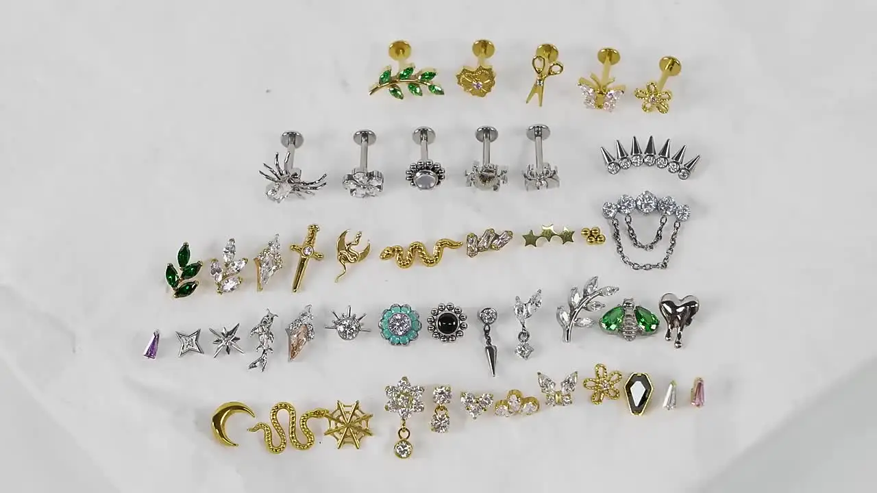 ASTM F136 Titanium Gold Plated Bezel Setting Crystal Body