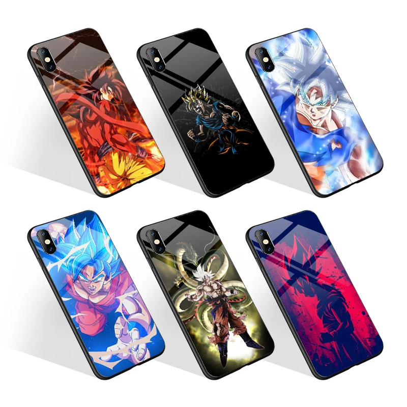 Custom Printed Anime Phone Case For Iphone 12 11 Pro Xr Xs Max Tempered Glass Mobile Case For Sfe Goku Back Cover Buy Goku Cell Phone Cases Tempered Glass Cell Phone Case Hard