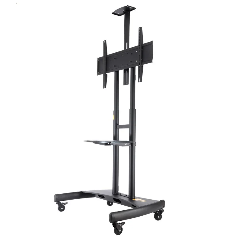 Height Adjustable Mobile Tv Trolley Wheels Screen 50"80" Tv Rack Tv