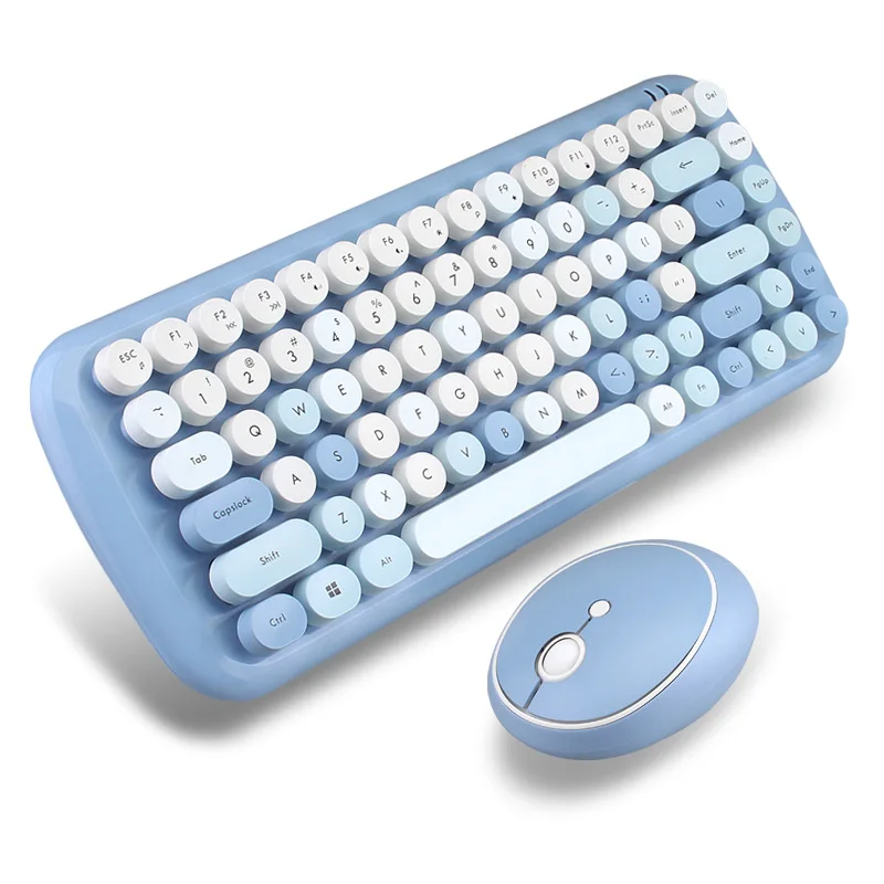 Aesthetic Keyboard, MOFII Wireless shops 2.4G Keyboard & Mouse Set, Candy Color Keyboa