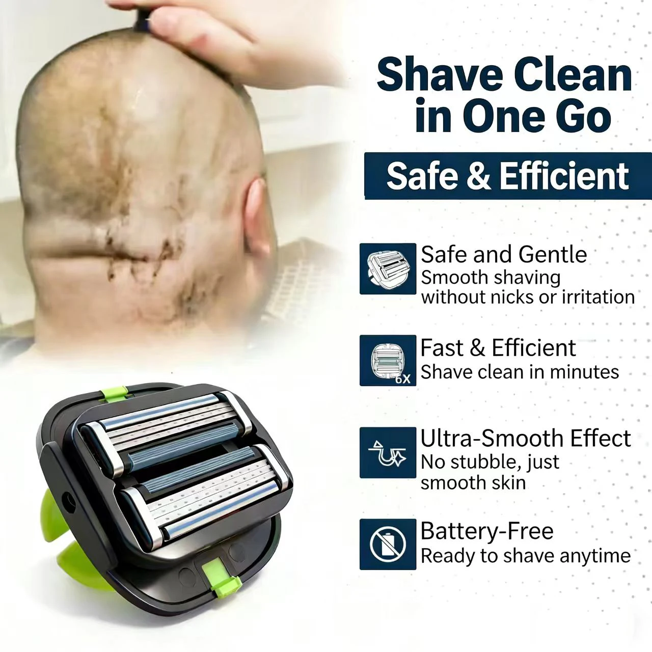 New Design Head Shaving Razor Replaceable Head Razor for Close and ...