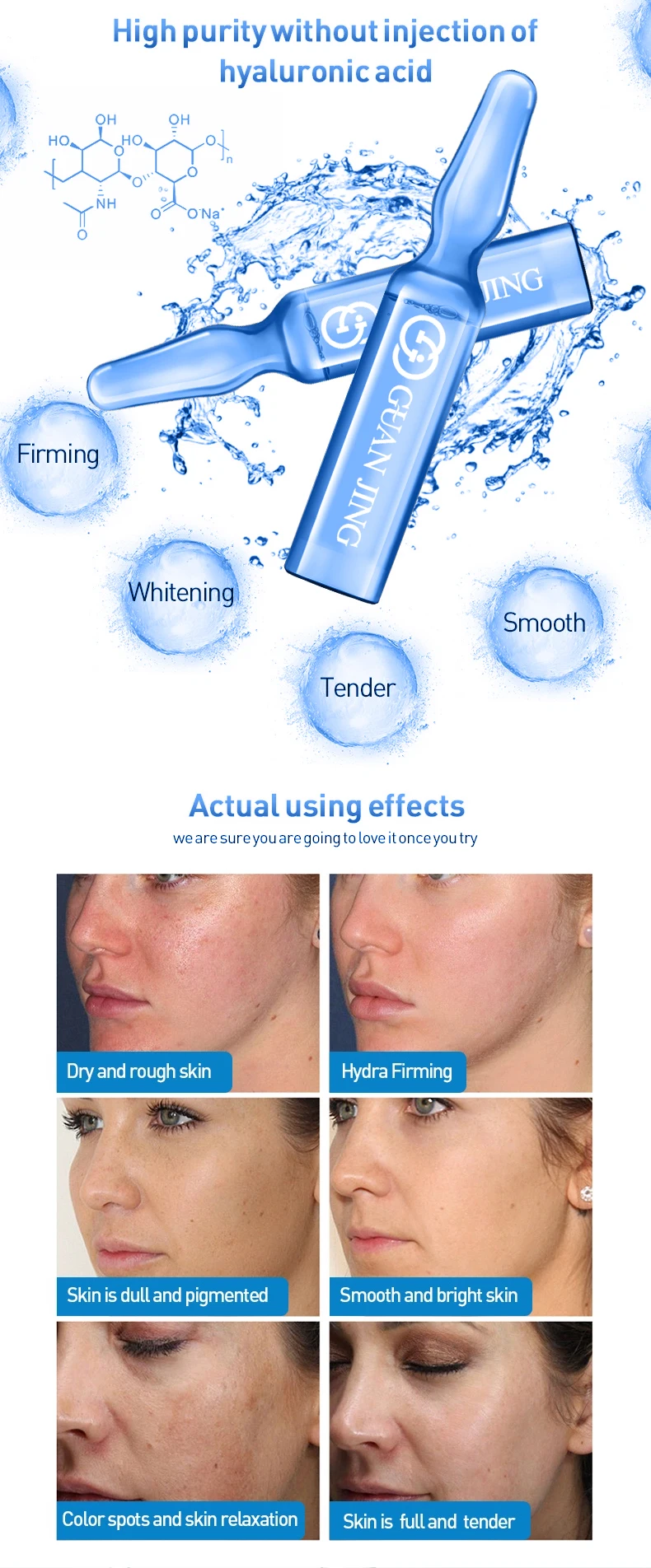 wholesale price Moisturizing Whitening Serum With Hyaluronic Acid  for face