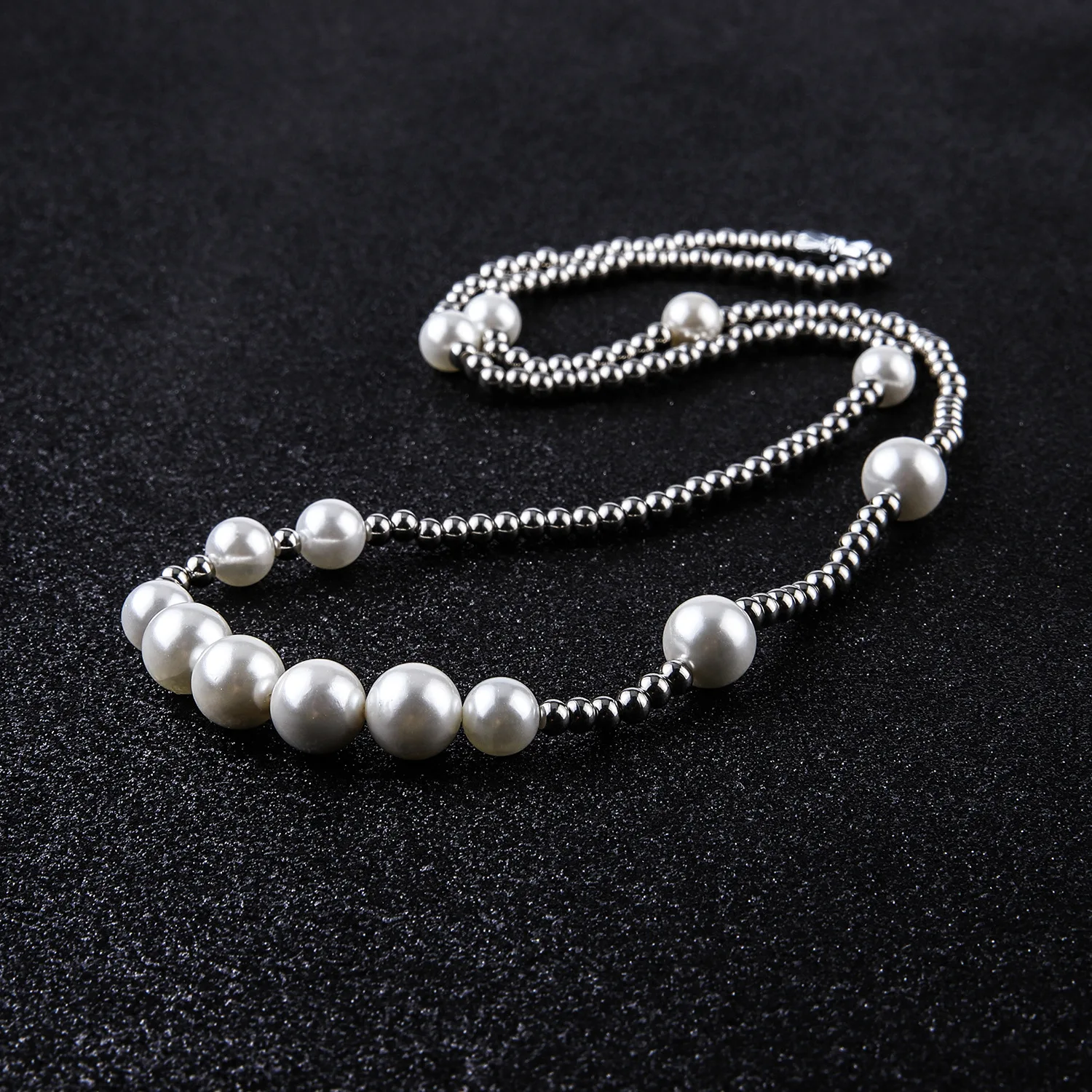 New Pearl Necklace Stainless Steel Ball Stitching Necklace,Hip-hop ...