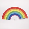 Large Size Rainbow Folding Decorative Bamboo Tai Chi Kungfu Rave Hand Fan