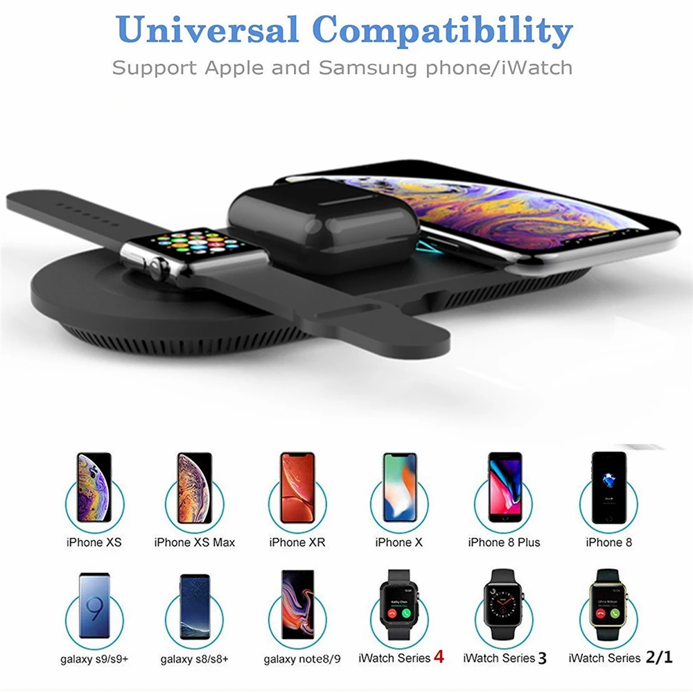 2019 trends Phone Accessories QI Wireless Charger with 3 coil Qi Wireless Charging Stand Ports