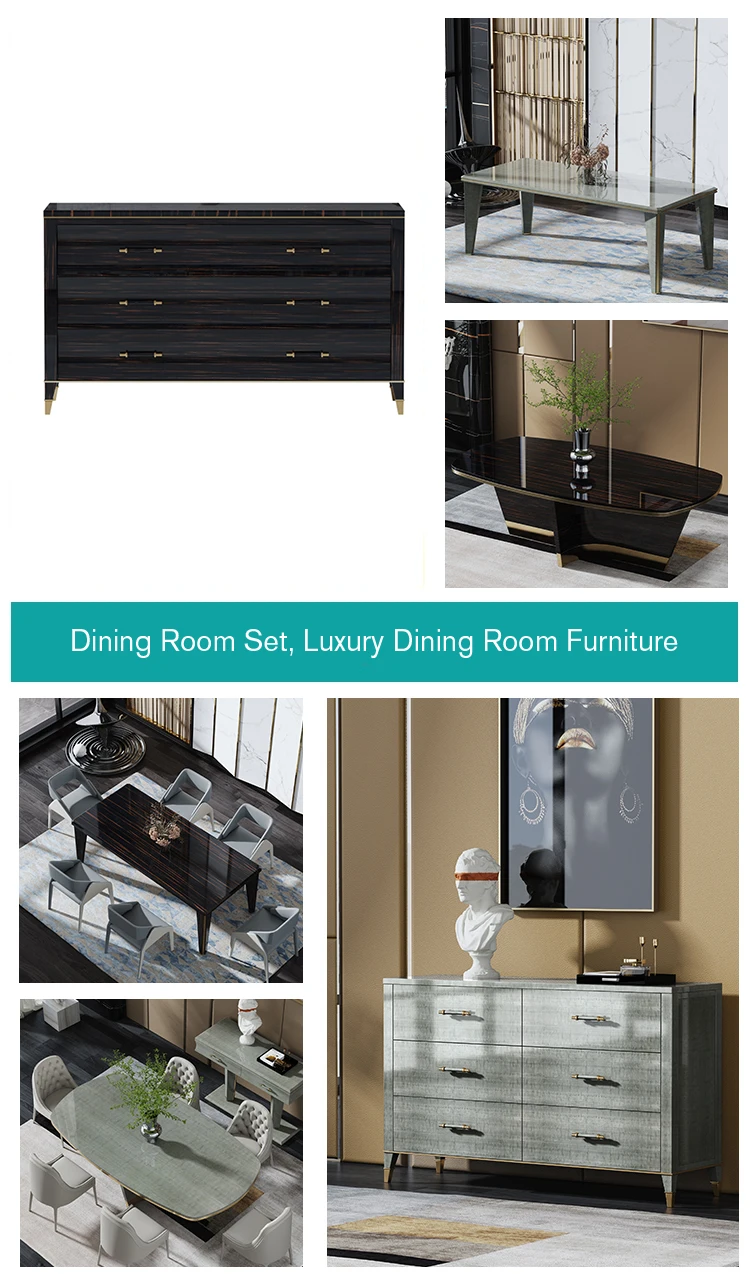 Black Vintage Modern Luxury Furniture High Gloss Solid Sideboard Dining